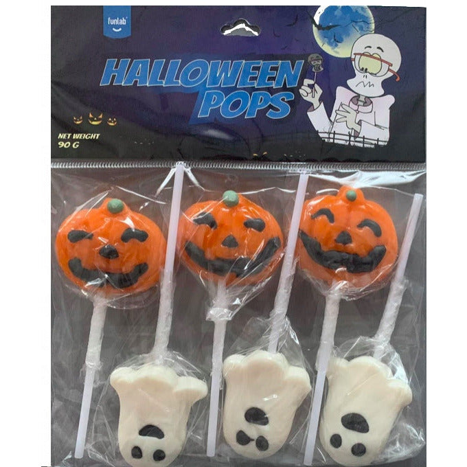 Lot de 6 sucettes Halloween fantomes et citrouilles