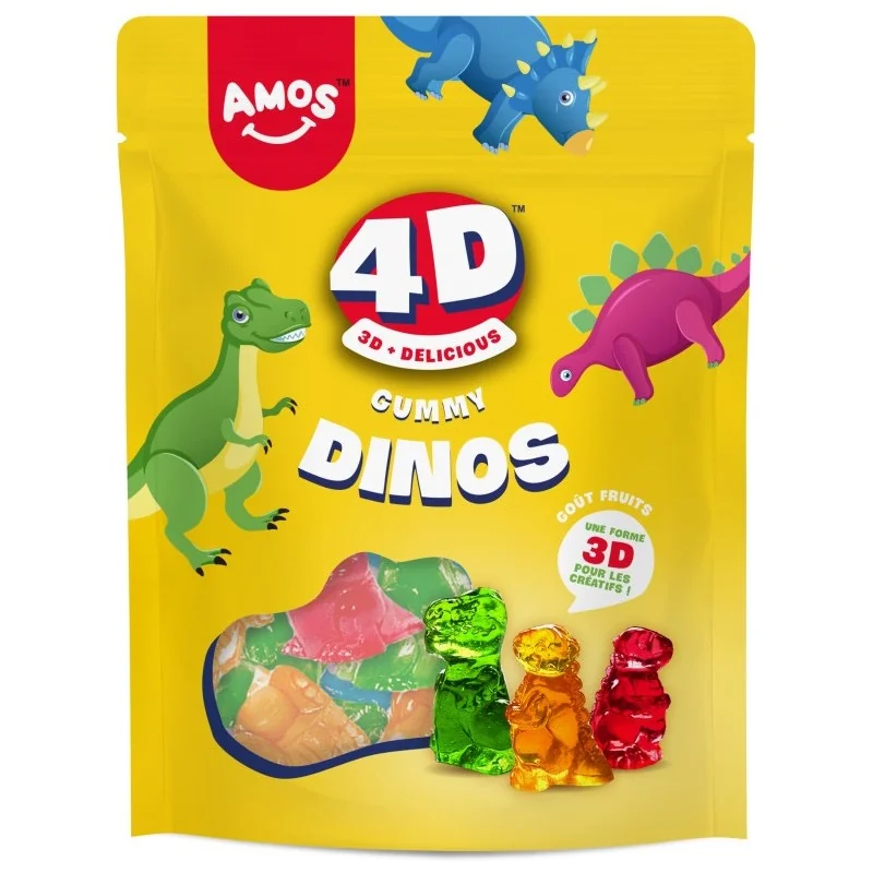 BONBONS AMOS DINOS 4D SACHET 140G