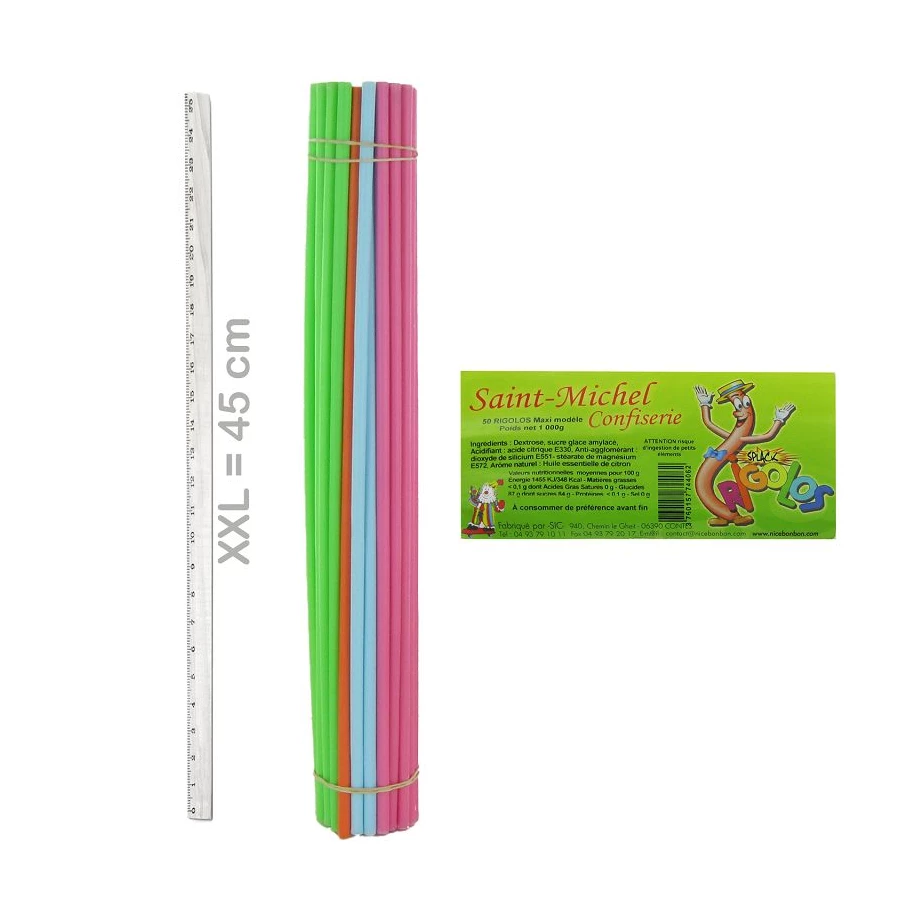 Tubes de poudre citron Rigolos 45cm - 50 pailles