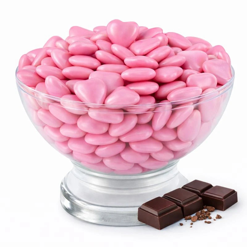 DRAGEES COEUR ROSE CHOCOLAT