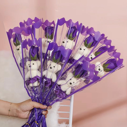 ROSE ARTIFICIELLE AVEC OURSON BLANC