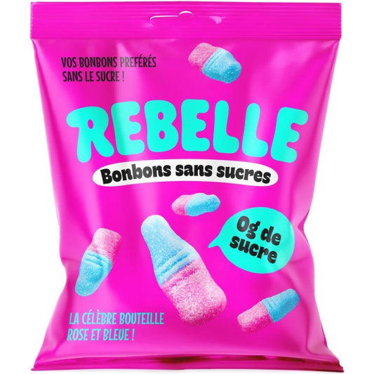 BOUTEILLES ROSES ET BLEUES SANS SUCRE REBELLE 50G