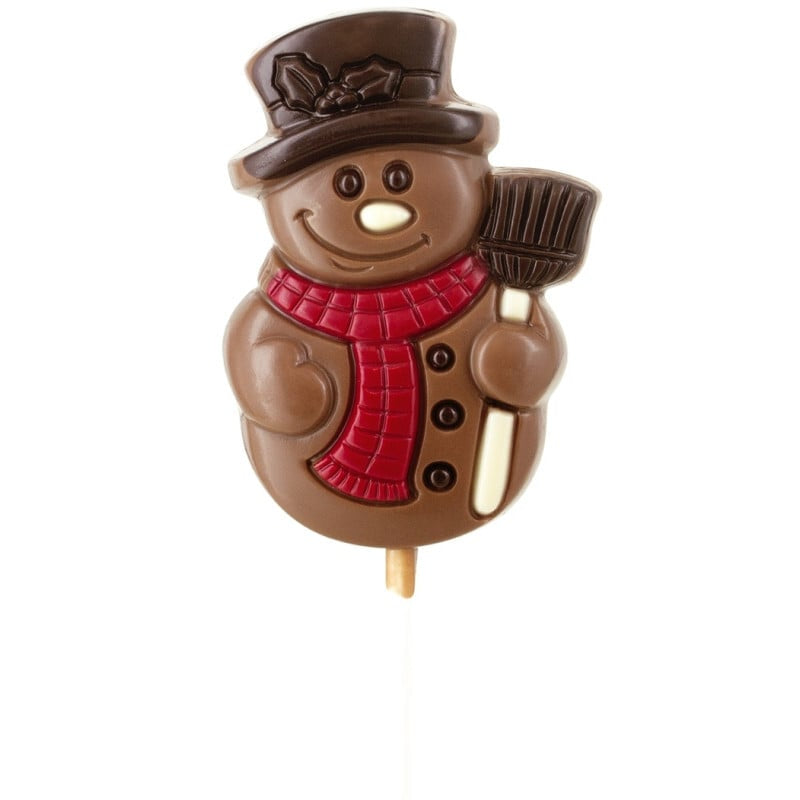 Sucette bonhomme de neige chocolat